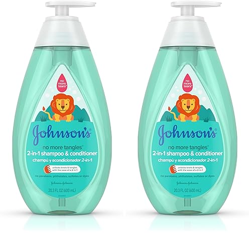 Johnsons No More Tangles Champú y acondicionador desenredante 2 en 1 para niños y niños suave y sin desgarros hipoalergénico y libre de parabenos