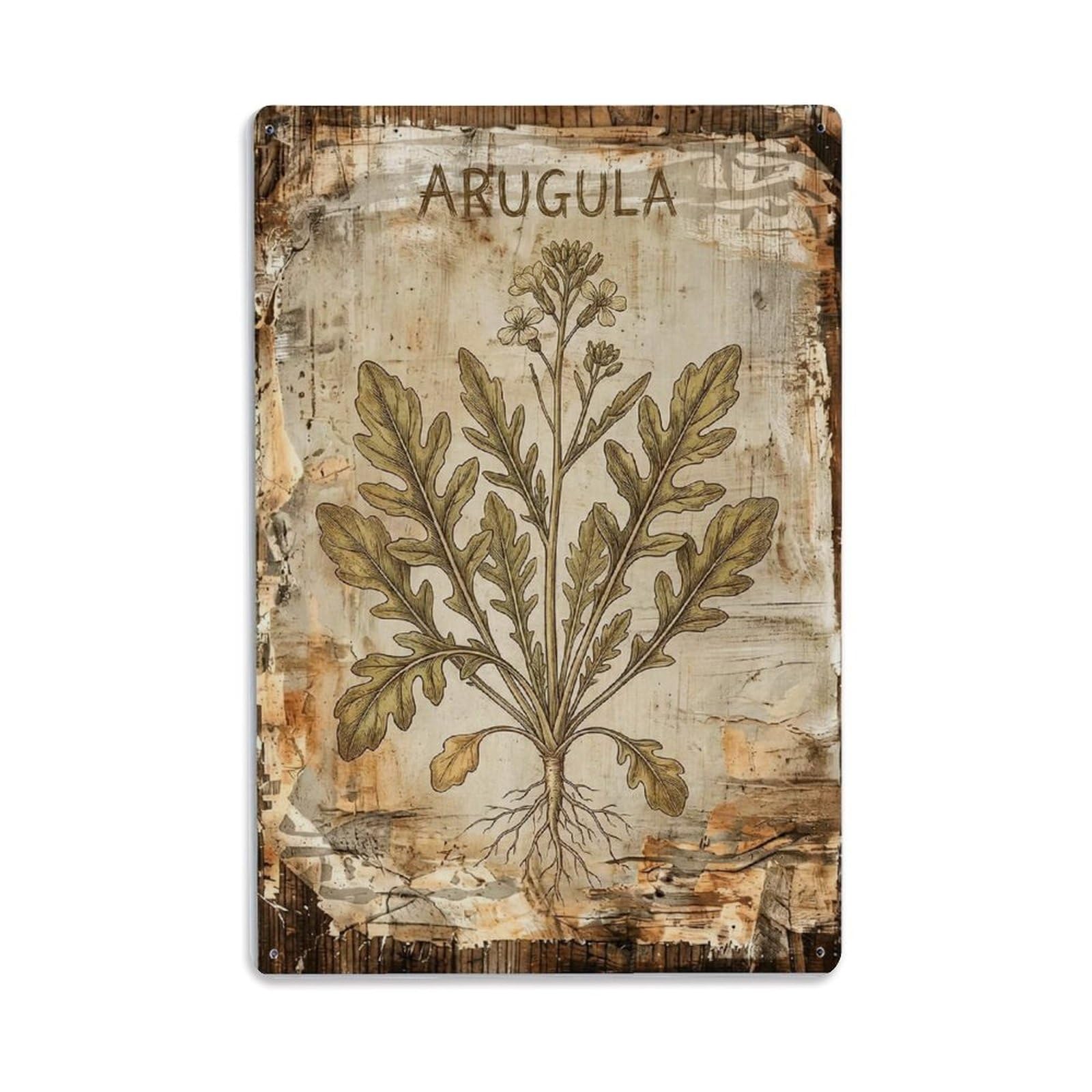 Arugula Leafy Green Vintage Metal Tin Sign Plaque Wall Decor for Cafe, Club, Garden Metal Poster 8x12Inch