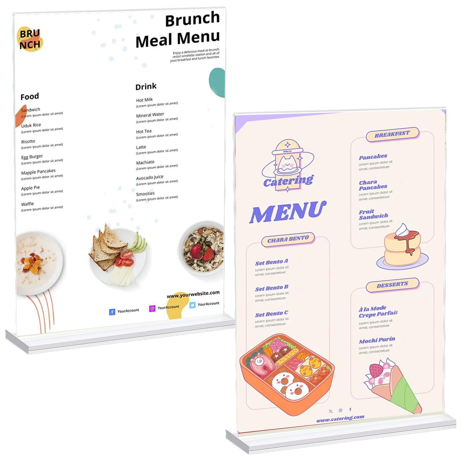 2 Pcs A4 Acrylic Sign Holder, A4 Menu Holders for Tables Clear Double Side Perspex Display Stands