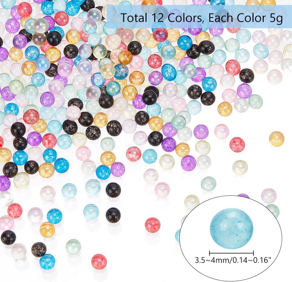 PH PandaHall 60g UV Resin Bubble Beads No Hole Beads 3.5~4mm Round Glass Beads Tiny Beads Droplet Bubble Beads Seed Beads for DIY Shaker Resin Molds Resin Pendant Jewelry Making UV Nail Decoration - Image 2