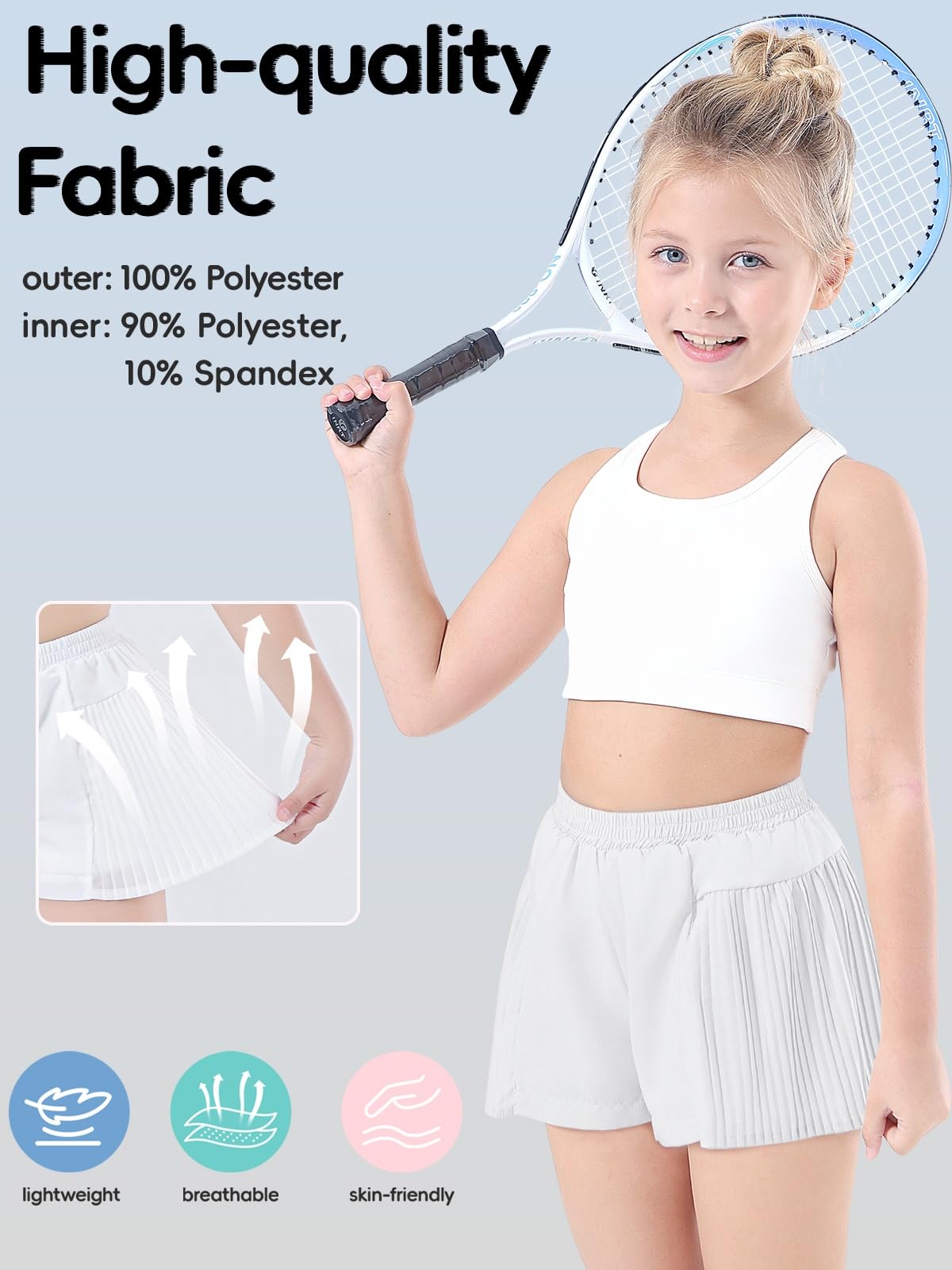 Pantalones Cortos de Mariposa para Niñas con Bolsillos 2 en 1 Falda Pantalón para Correr Tenis 3-15 años