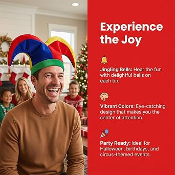 Lezevn Halloween Clown Hat For Adult Fun Jester Clown Head Party Costume Hat for Carnival Holiday Halloween Carnival Cosplay