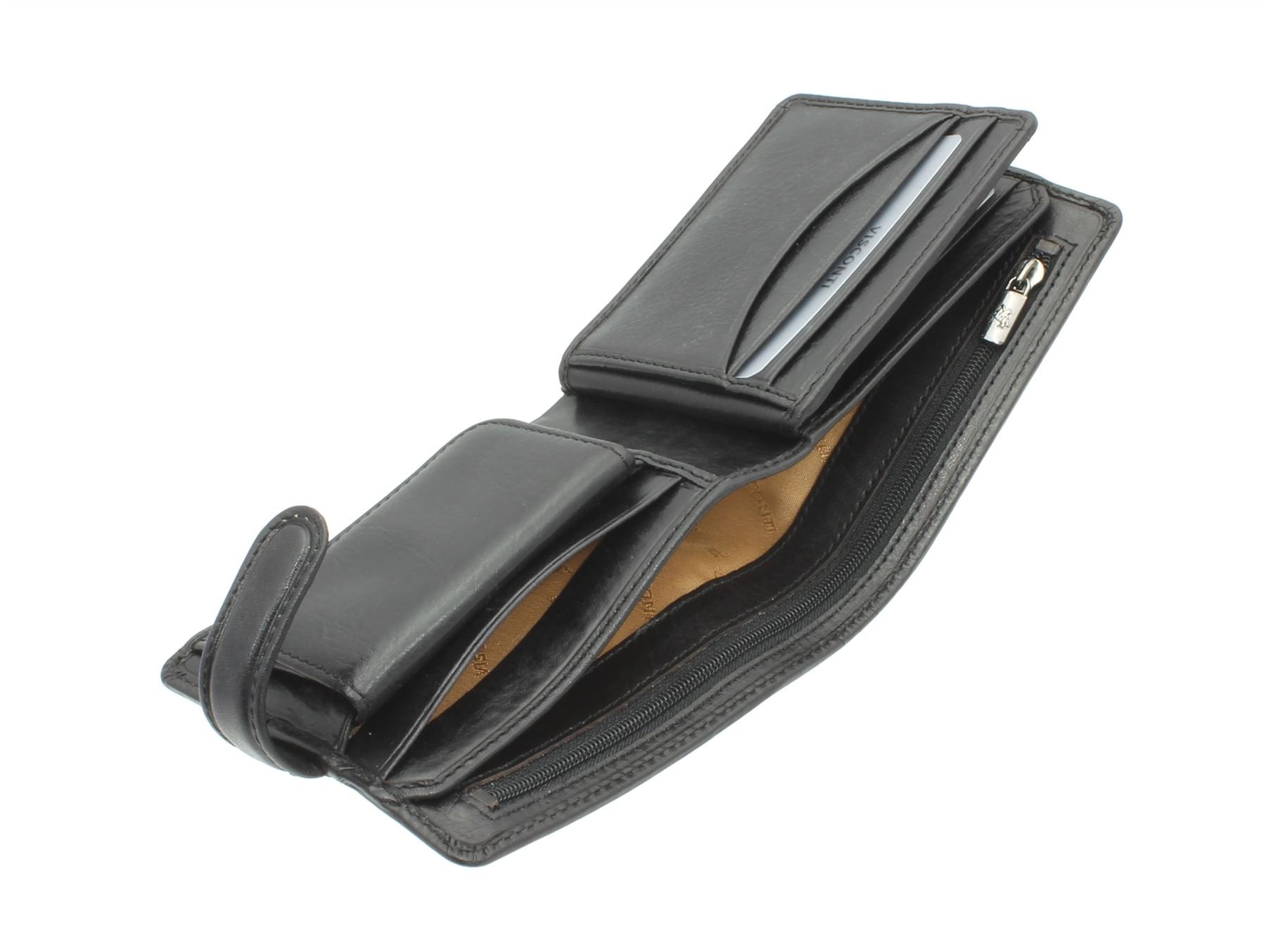 VISCONTI Colección Tuscany Arezzo Cartera de Cuero con Protección RFID TSC42 Negro