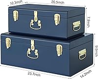 Vista 93 de Vixdonos Juego de 2 baúles decorativos de almacenamiento de caja de metal con asa (blanco con cierres de bronce)