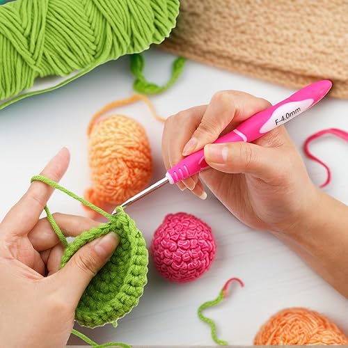 Miniatura 8 de Dasonwin Juego de 60 piezas de ganchos ergonómicos de ganchillo con estuche de viaje - Kit de agujas de ganchillo de aluminio para principiantes y