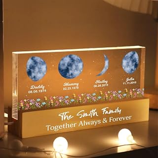 Love Signal Custom Moons Phase by Date LED Night Light, Gifts for Mother’s Day Father's Day, Personalized Moons Phase with Kids Names, Family Light Up Sign, Birthday Christmas Decor 6