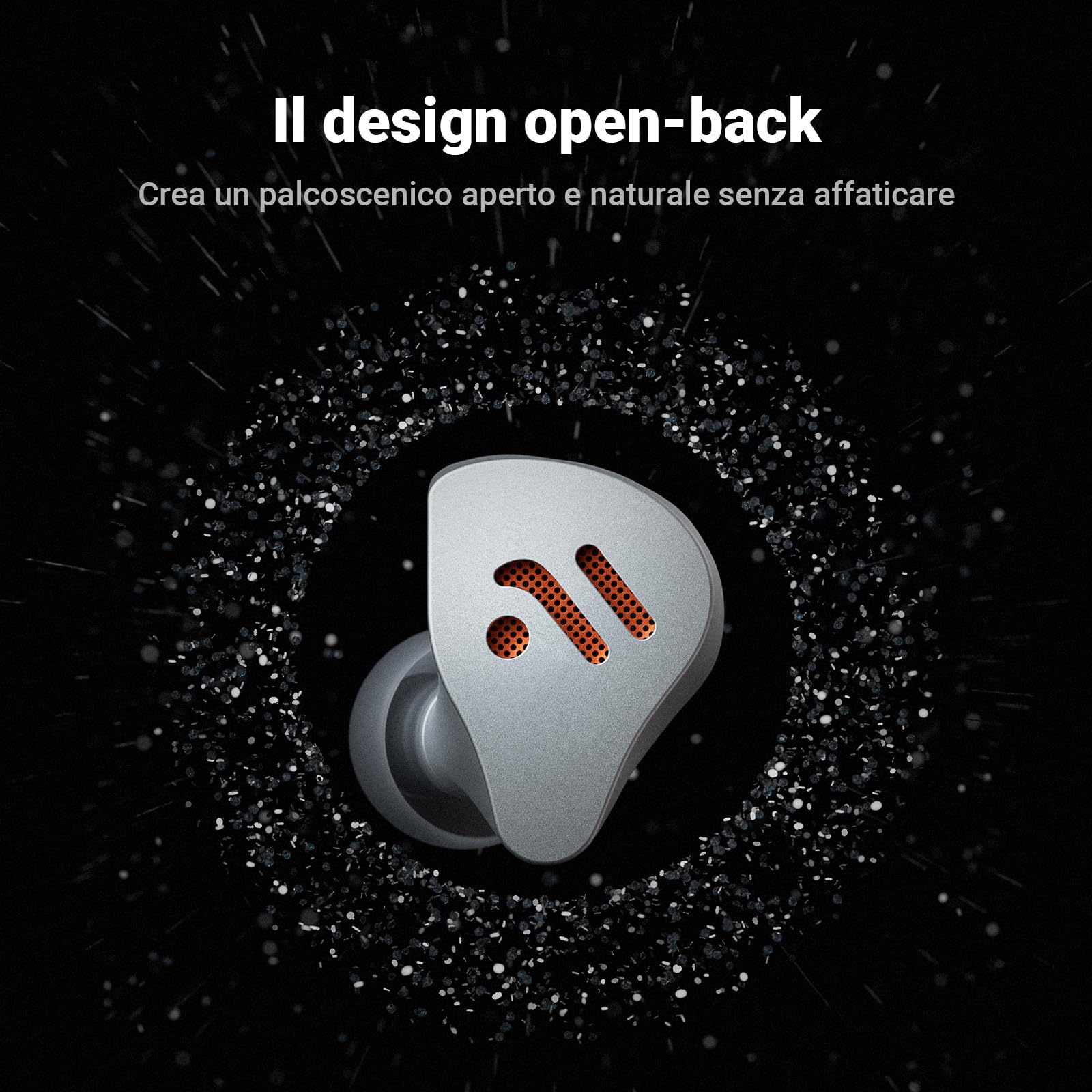Fosi Audio IM4 Auricolari HiFi IEM con struttura aperta, driver in berillio da 10 mm, doppio magnete N52 e doppia camera, cavo staccabile a 2 pin bilanciato da 3,5 mm, per studio/musica, Argento