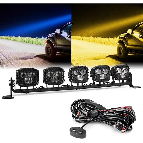 22 Inch LED Light Bar,Dual Color-Amber White 150W Spot Beam Off Road Lights With On/Off Wiring Harness Kit For Tractor,ATV,UTV,Boat,Trucks Roof Bumper