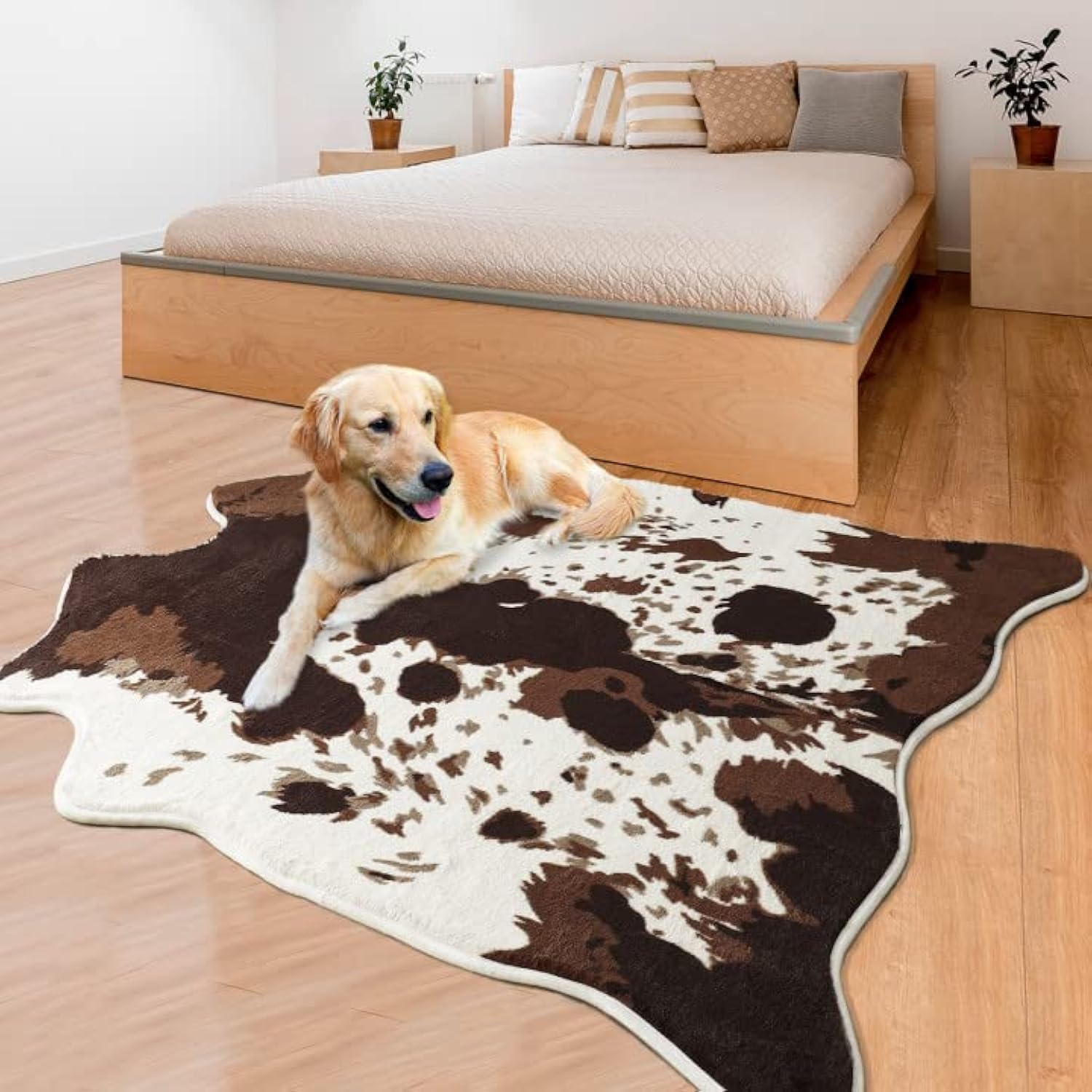 Cow Print Rug Faux Cowhide Area Rugs, Premium Animal Print Carpet for Bedroom Living Room Western Decor, Non-Slip Cow Hide and Skin Carpets for Home Office