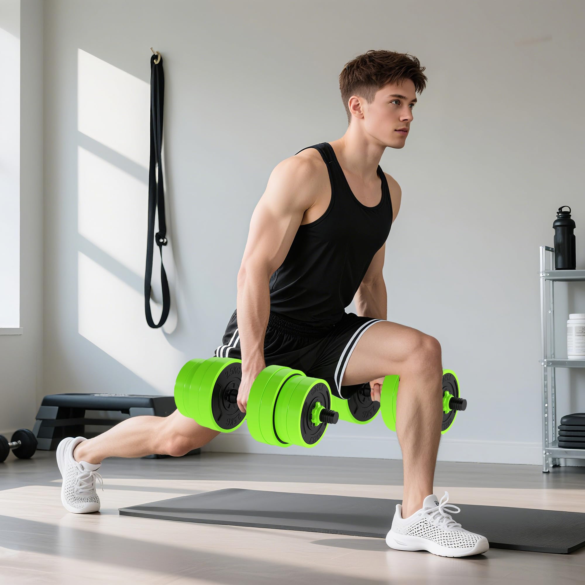 SPORTNOW Juego de Mancuernas Ajustables 4 en 1 20kg a 30kg, Juego de Pesas como Kettlebell, Barra, Mancuernas o Soporte para Flexiones, Equipo de Fitness para Hombres y Mujeres, Casa Gimnasio
