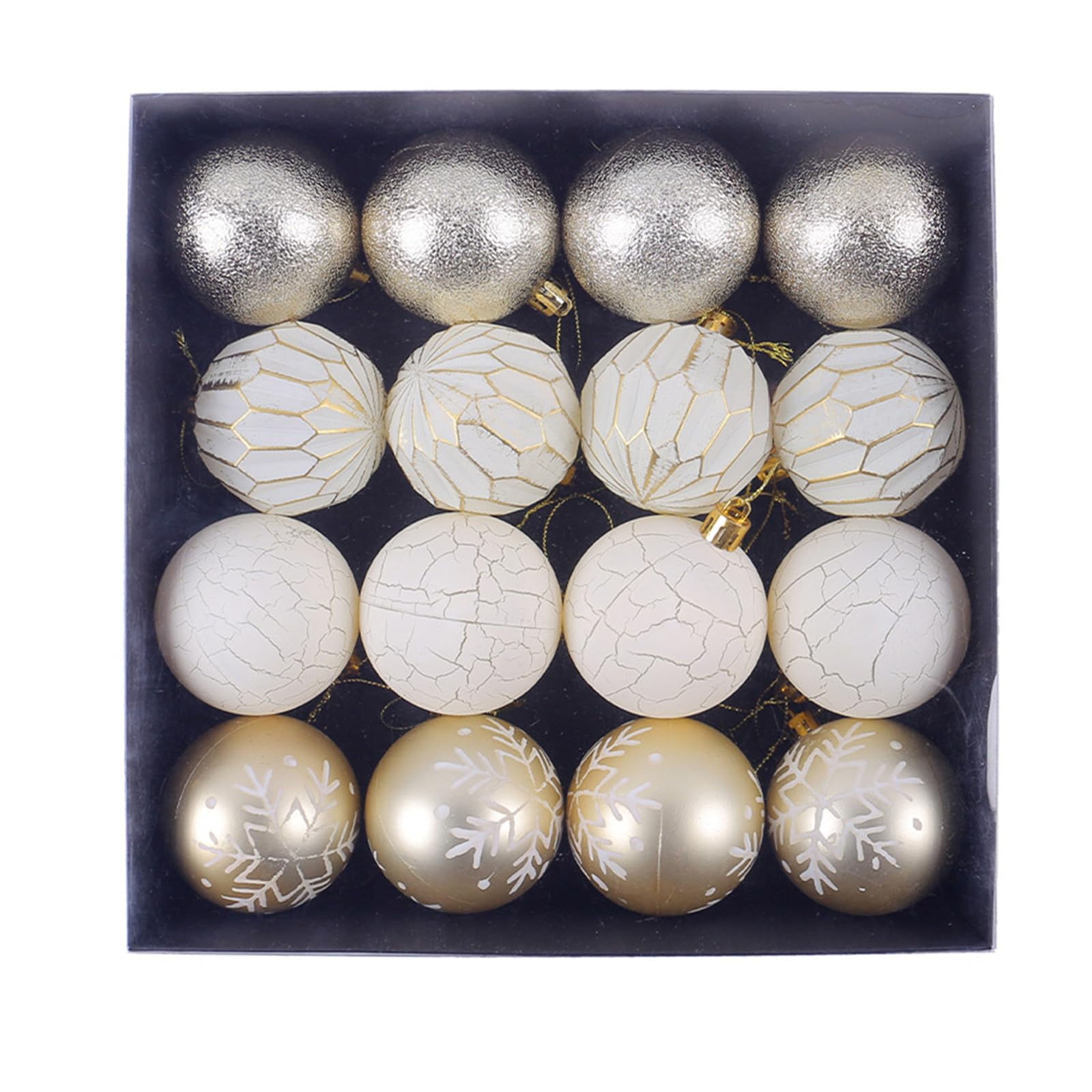 Buxuaaaa Gold 16Pcs Christmas Sphere Ornament Collections Unique Christmas Tree Hanging Baubles Ornament For Seasonal Atmospheres Shatterproof Sphere