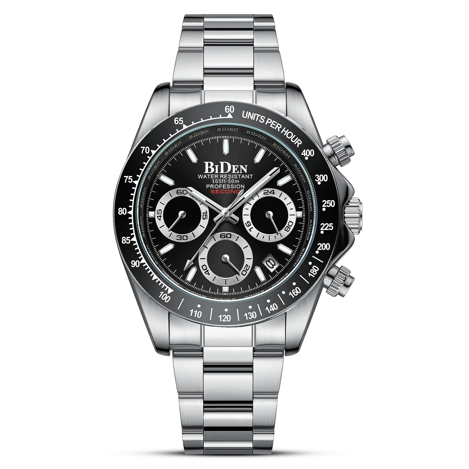 HANPOSH Herren Uhr Uhren Herren Chronographen Edelstahl Wasserdicht Armbanduhr Quarz Uhren mit Datum Business Uhr für Männer