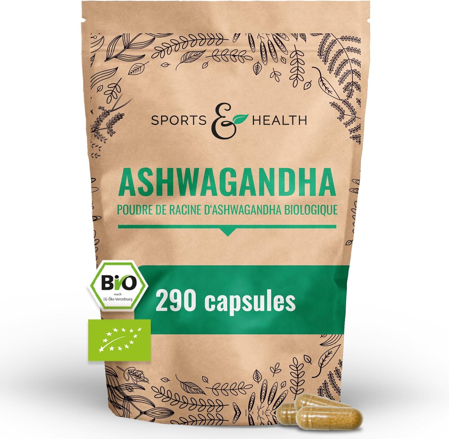 Ashwagandha capsules BIO high dose – 290 capsules of Ashwagandha BIO – Ashwagandha high dose Ashwaganda – Organic cultivation