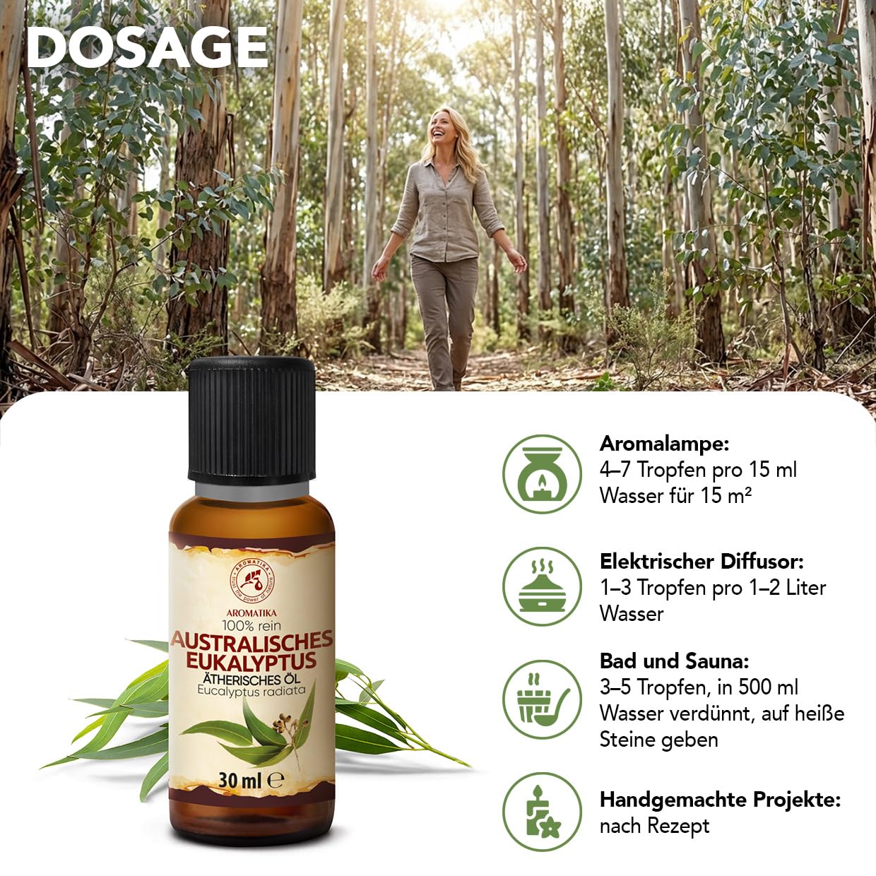 Olejek Eteryczny z Australijskiego Eukaliptusa 30 ml - Olejek Aromatyczny do Dyfuzora - Aromaterapia - Świece Zapachowe - Mydła - Odświeżanie Powietrza