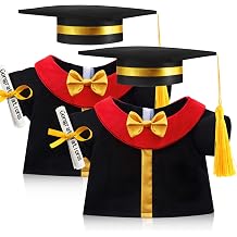Set of 2 Graduation Teddy Bear Clothes Cap & Gow Outfit Fits Make Your Own Most 8" - 13" Bear Plush Stuffed Animal Outfit Pet Dog Doll Cap and Gown Build a Bear ClothesGraduation B, Fit 8"-13"