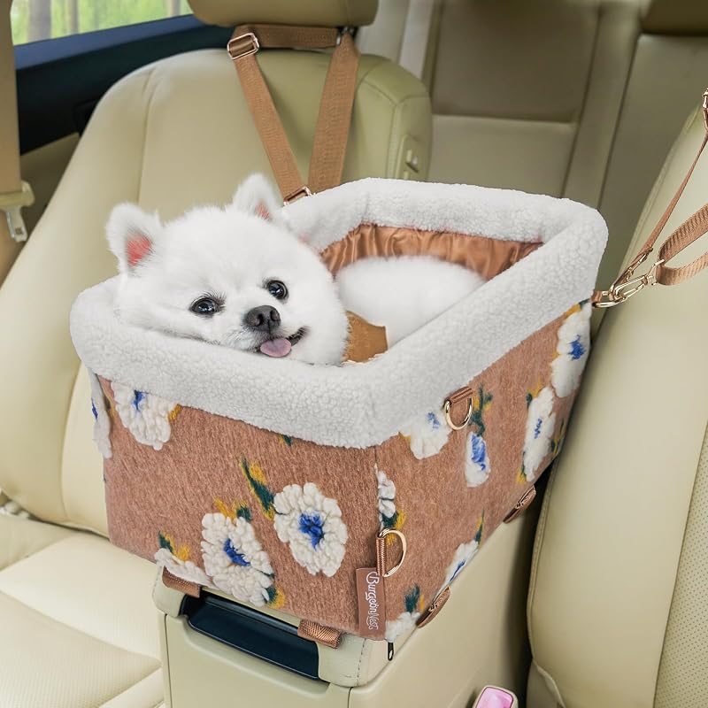 Assento Elevatório para Cães em Console Central com Estrutura Metálica BurgeonNest Rosa