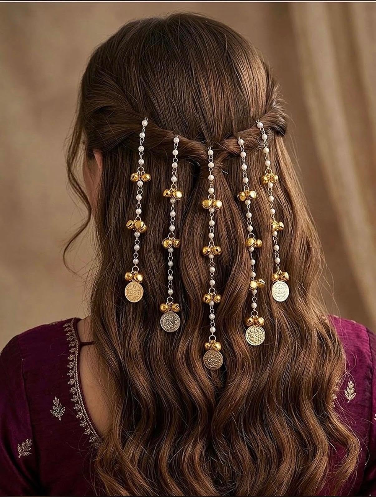 Pearl & Gold Coin Hair Clips for Women hair accessory – Bridal