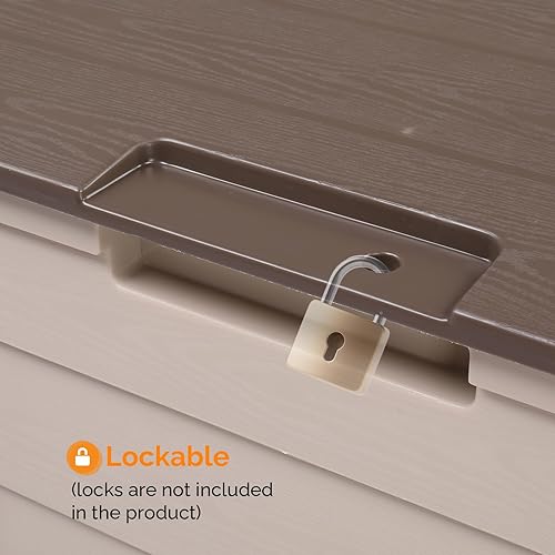 Miniatura 7 de Vingli Caja de almacenamiento para exteriores de 75 galones, contenedores de plástico con tapa y cierre, muebles de caja de almacenamiento para