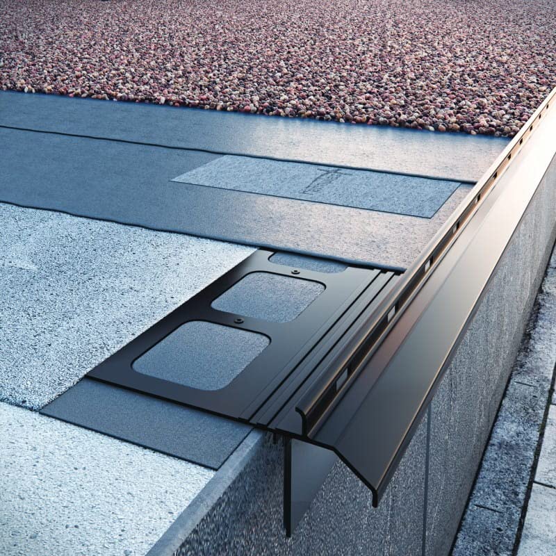 Renoplast® Aluminium Ecke 90° für Traufprofil K20R Grau | Fertigstellung von Terrassen und Balkonen | Harzböden | Wasser ablaufsysteme Winkelprofil | Korrosionsschutz Balkonprofile