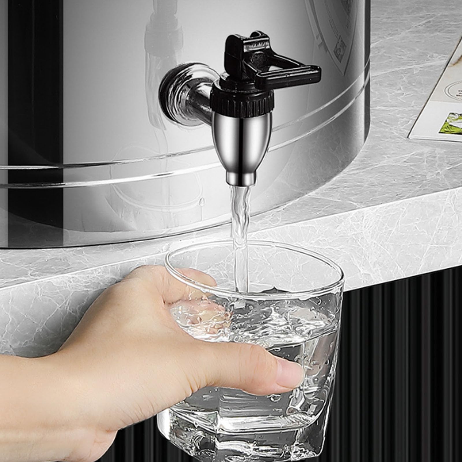 Termo con espiga y tapa, acero inoxidable 304, aislado, dispensador de bebidas de doble capa, para café, leche fría, agua, jugo (tamaño: 80 L, color: con grifo)