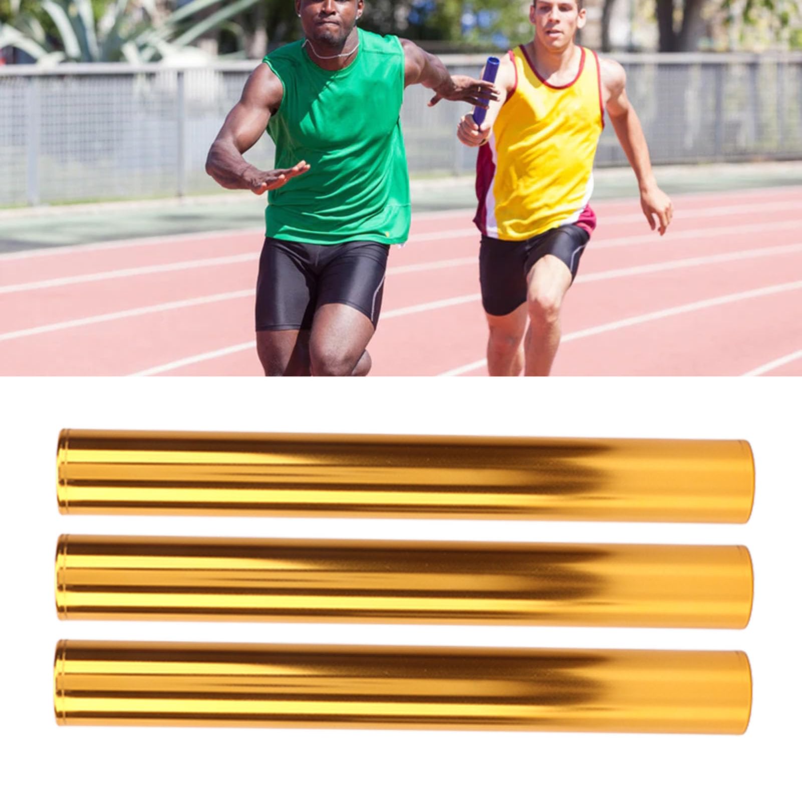 Bâton de Relais D'athlétisme en Aluminium 3PCS, Équipement de Course Sportive, Taille Raisonnable, Design Creux, pour Les Courses de Plein Air(Or)