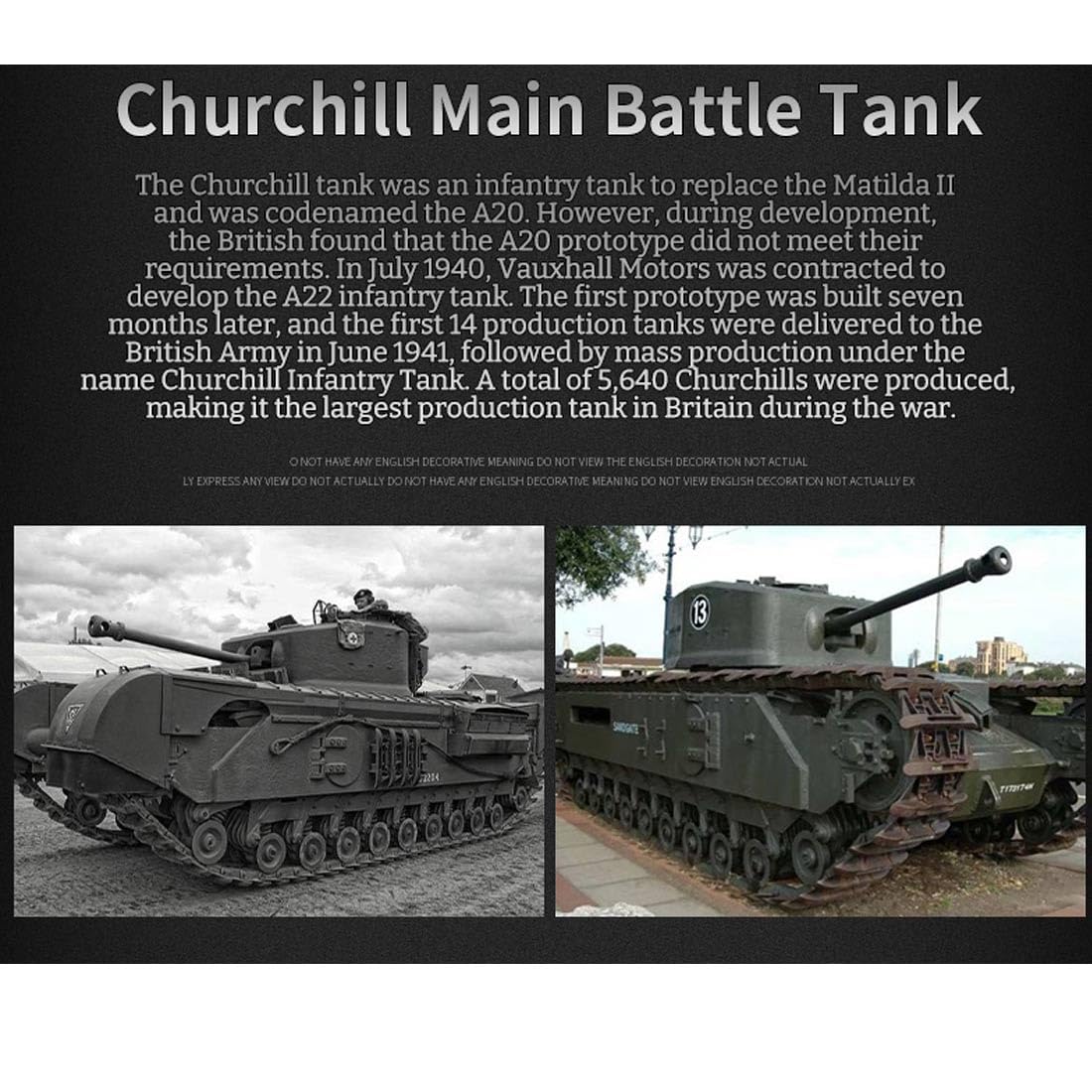 Model czołgu Churchill RC w skali 1/16, model czołgu głównego 2,4 G ze światłami, dźwiękami i strzelaniem kulkami i bitwą na podczerwień, model pojazdu wojskowego dla dorosłych (wersja