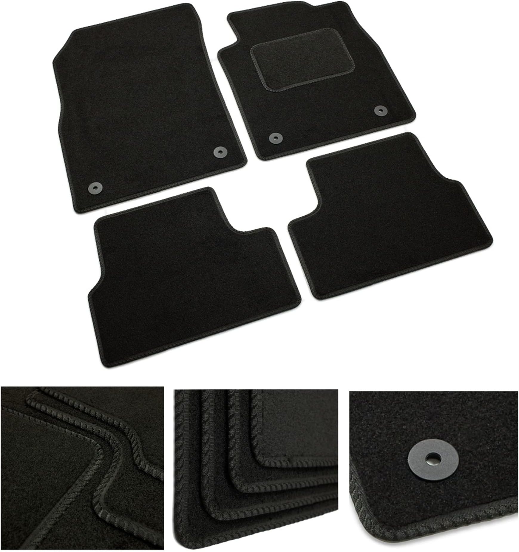 DB BespokeTailored Car Mats - Compatible with Land Rover Defender 90 + 110 1990-2006 - Black Carpet - Non-Slip Carpet Mat - 2 pc Complete Car Floor Mats with 2 clips - Black