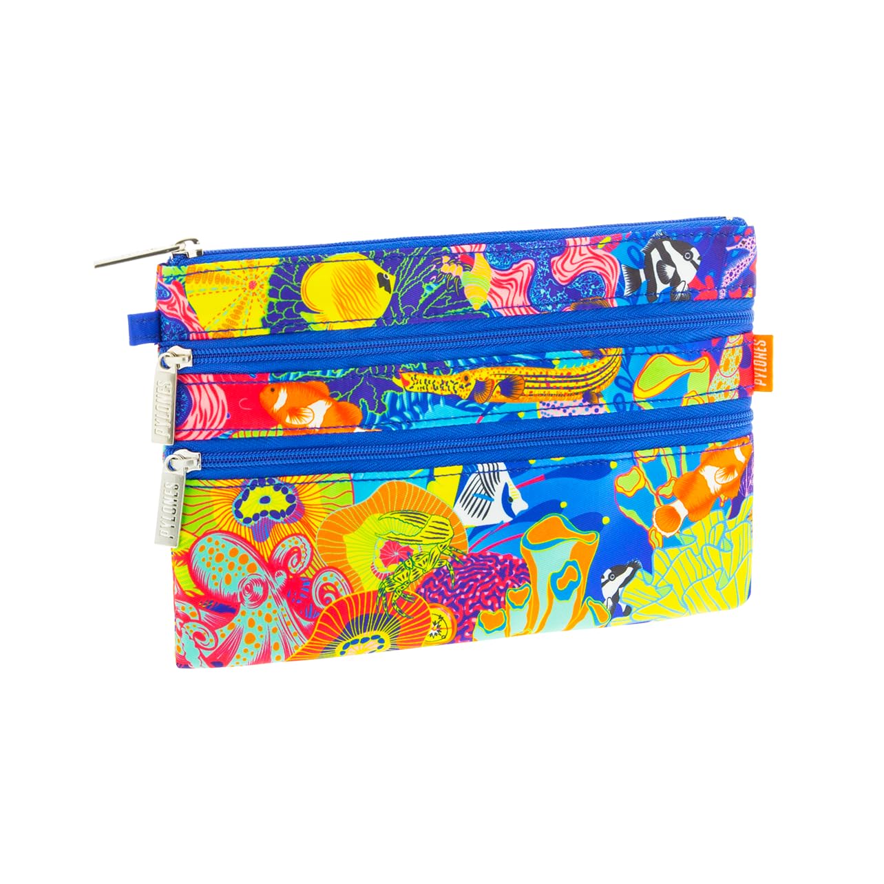 Pochette Pylones 3 Cerniere - Pratica Porta Oggetti In Poliestere, 20x13 Cm, Blu Orchidea
