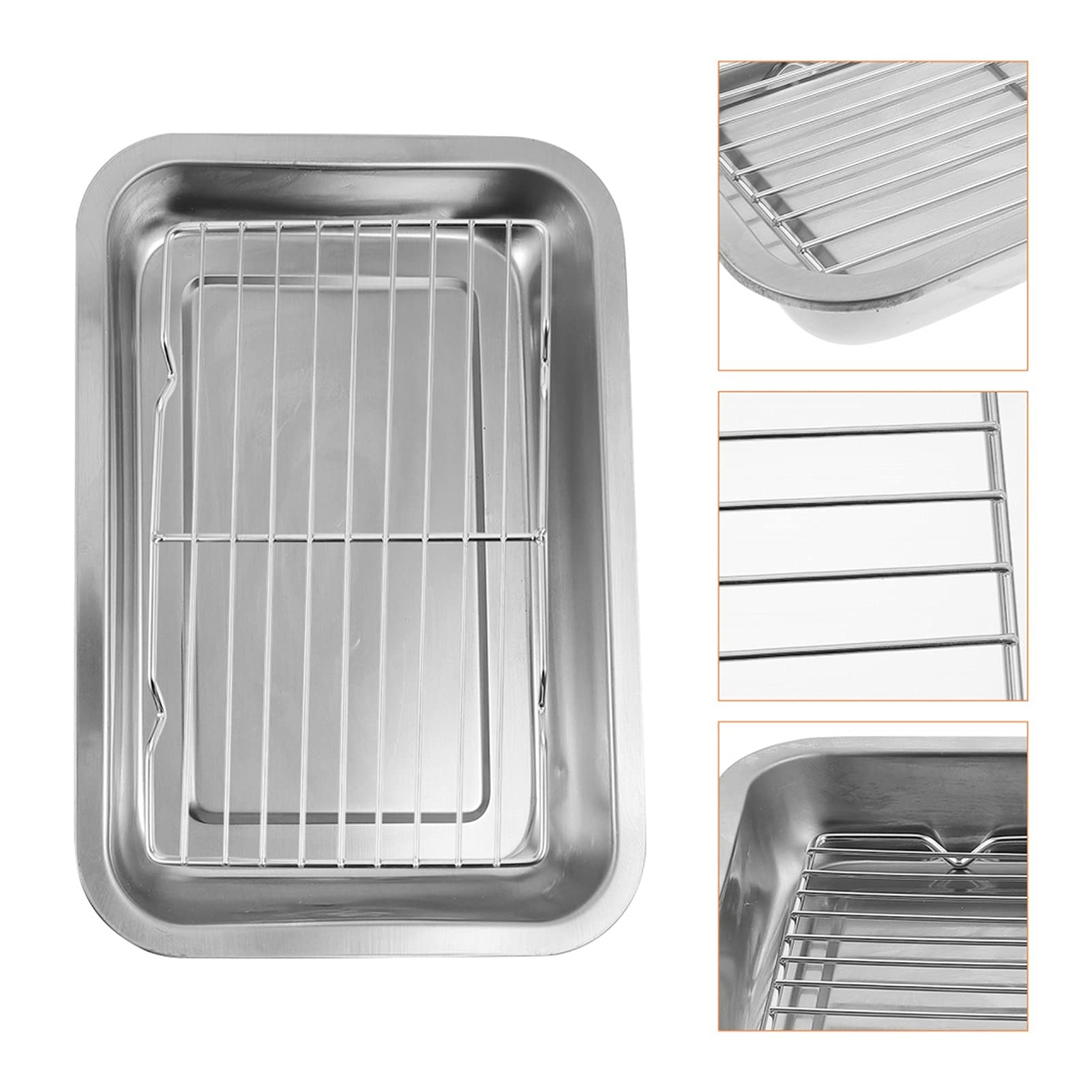 ACiyD 1 Juego de Bandeja para Hornear con Rejilla Rejilla de Drenaje de Acero Inoxidable Bandeja para Galletas, Rejilla para Hornear (Tamaño : 31.5X21.5X4.5CM) (31.5X21.5X4.5CM)