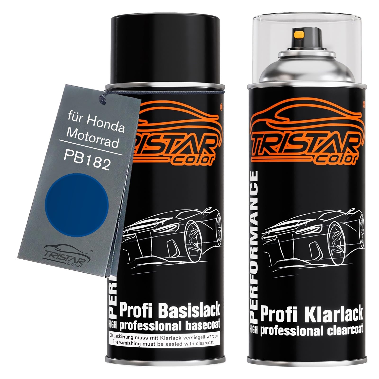 TRISTARcolor Motorcycle paint Spray can set for Honda Motorrad PB182 Blue 2C Base coat clear coat spray can 400ml