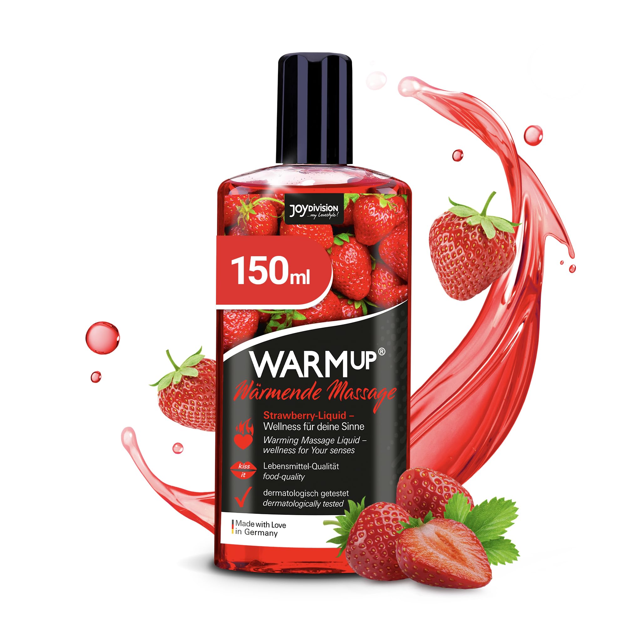 JOYDIVISION Warmup 150 ml Massage Liquid with Fruity Strawberry Scent & Taste | Warming Effect | Like Massageoil