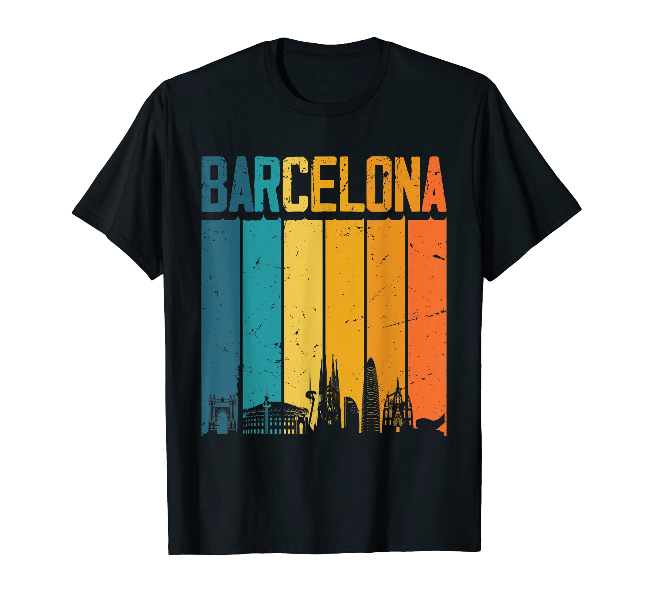 Barcelona Spain Retro Vintage Sunset Skyline Barcelona T-ShirtOEKO-TEX STANDARD 100