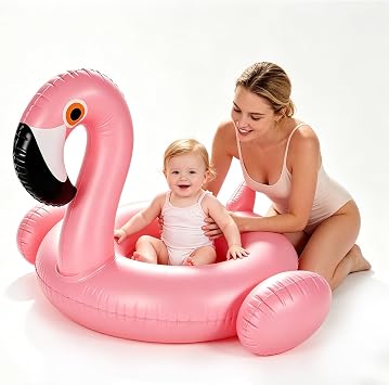 Pink Flamingo Baby Swimming Float Inflatable Baby Pool Float for Baby Girls 6-36 Months,Baby Swimming Ring with,Kids Rubber Ring Pool Float for Babies Toddlers Infant Girls 1-3 Years