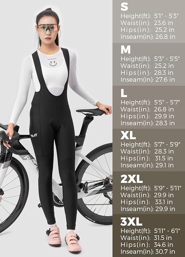 ROCKBROS Cycling Bib Pants Women Padded Winter Bike Thermal Tights Fleece Lined Leggings with Back Pocket Black by ROCKBROS - Image 7