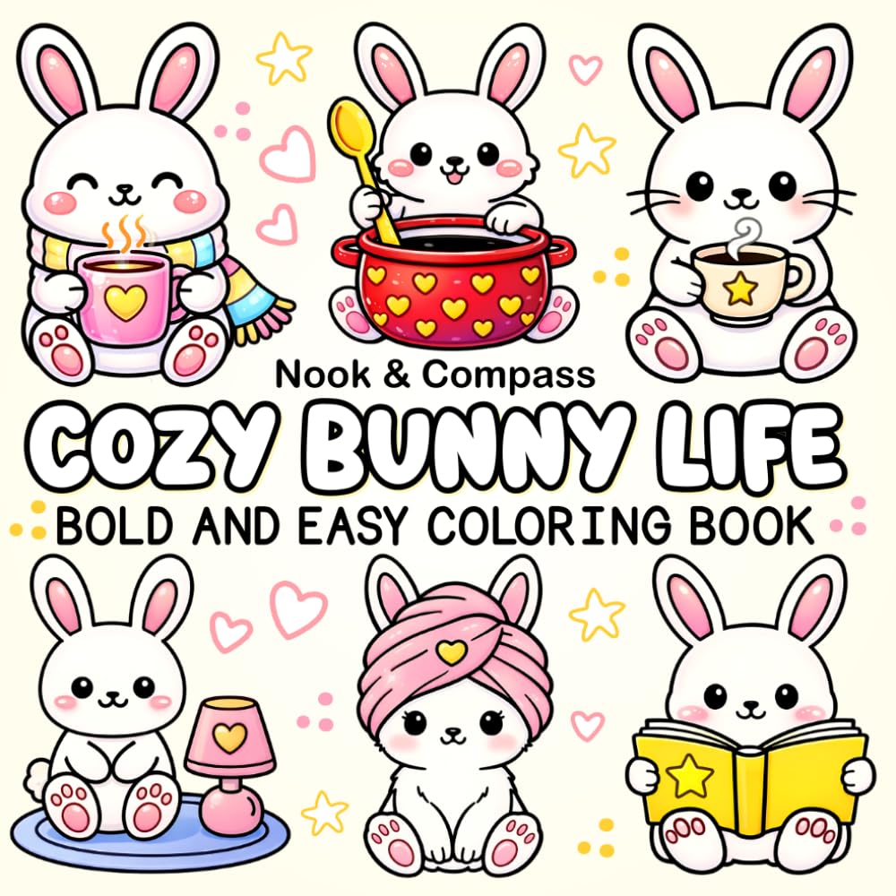 Cozy Bunny Life Coloring Book : Bold & Easy Coloring Book