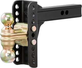CURT 45900 Adjustable Trailer Hitch Ball Mount - 2" Receiver, 6" Drop, Dual 2" & 2-5/16" Balls, 14,000 lbs GTW