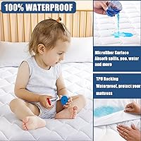 Vista 2 de Protección de colchón JamRest tamaño Twin XL acolchada y ajustada, protector de colchón impermeable y transpirable, se estira hasta 21 pulgadas