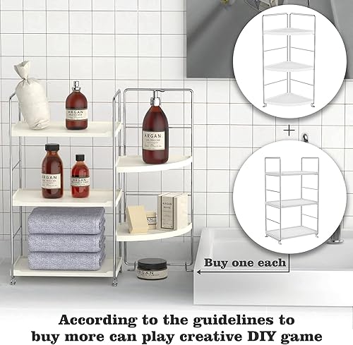 Miniatura 5 de Organizador de baño de 3 niveles para encimera, organizador de maquillaje, soporte de cosméticos, estante de almacenamiento de esquina para cocina,