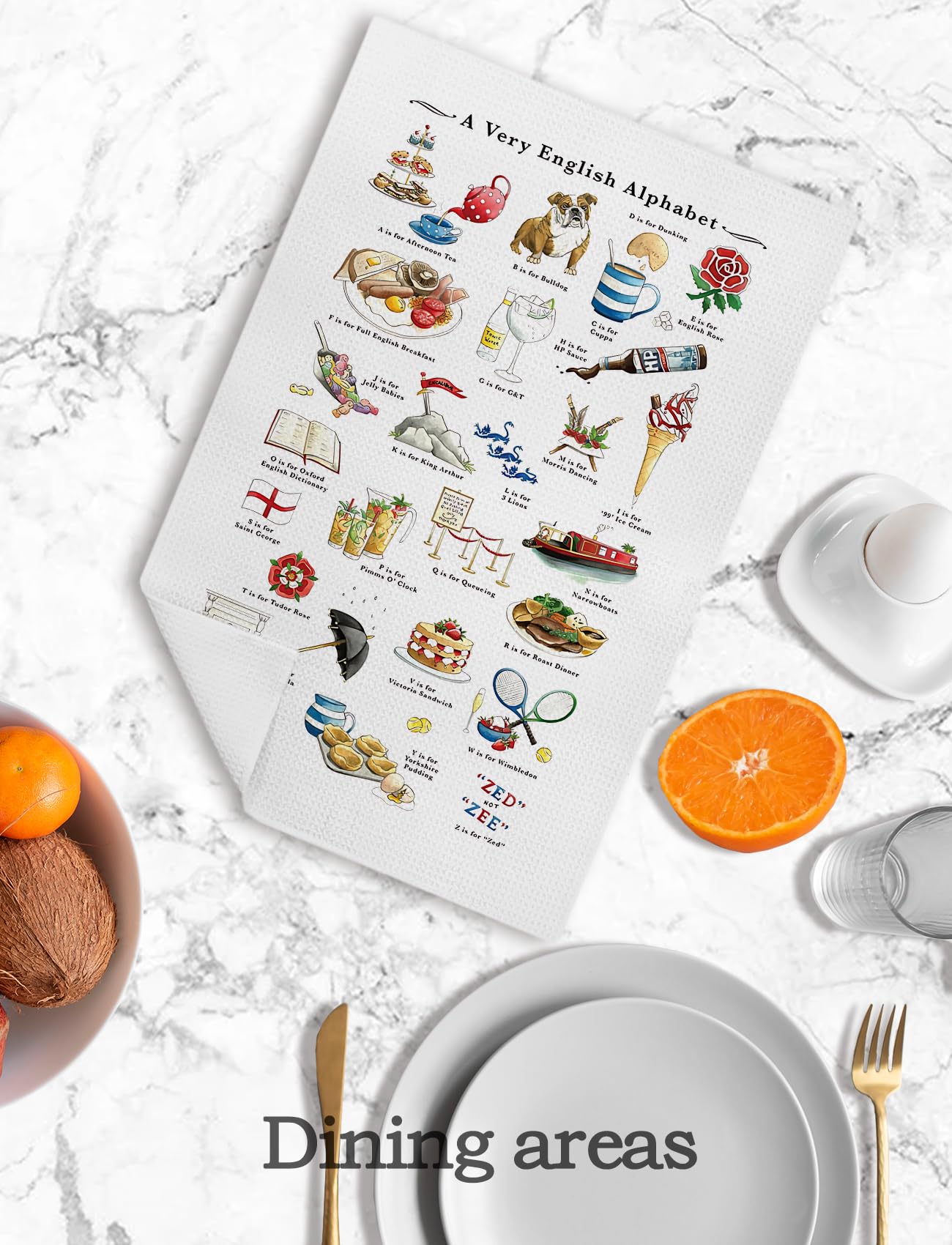 A Very English Alphabet Decorative Kitchen Towels 16x24 Inch ，English Gifts for Bathroom & Kitchen，British Gifts for Women Men，English Alphabet Lovers,