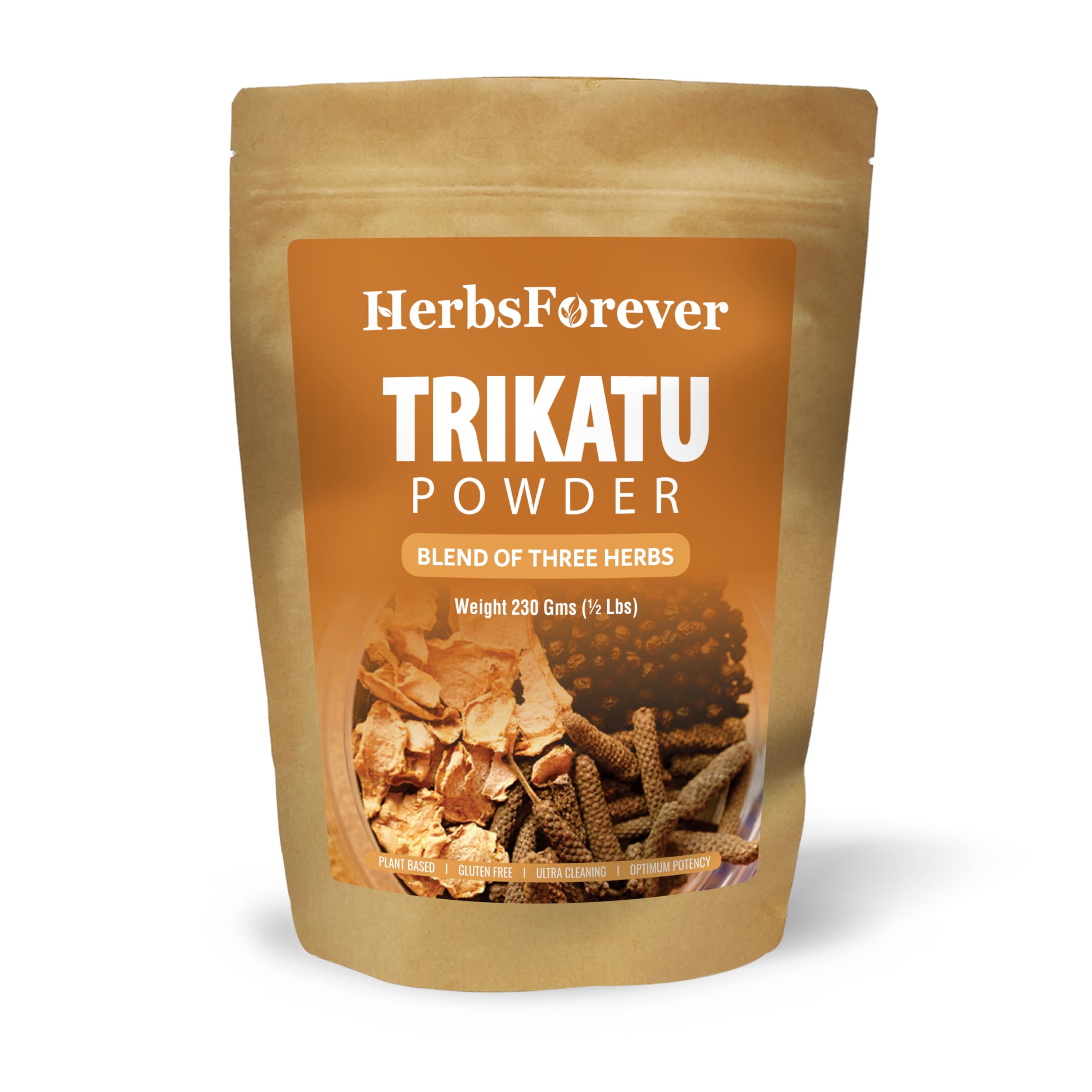 HerbsForever Trikatu Powder(Churna)-Support Digestion, Absorption.Balances Vata kapha Dosha,Authentic, Traditional, Three Ayurvedic Herbs-Ginger,Black Pepper & Long Pepper |230g(½ lb) Vegan, Natural.