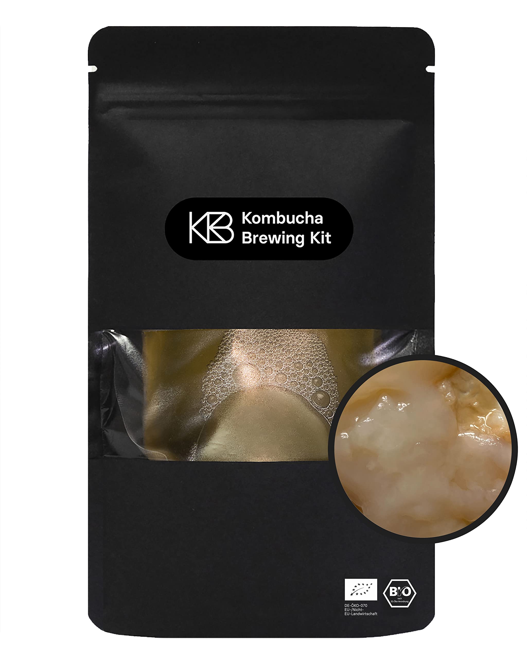 Kombucha Brewing Kit Bio, Kombucha Starter Set mit Bio-SCOBY Starterkultur und Kombucha Pilz, Gärgefäß, Bügelflasche, BioRohrohrzucker und Glasstrohhalm, handgefertigt, vegan, glutenfrei, laktosefrei