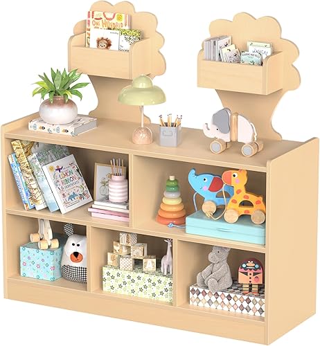 Miniatura 9 de Acenova Montessori Estante de almacenamiento de juguetes con 7 compartimentos, estantería Montessori de madera y almacenamiento de juguetes con