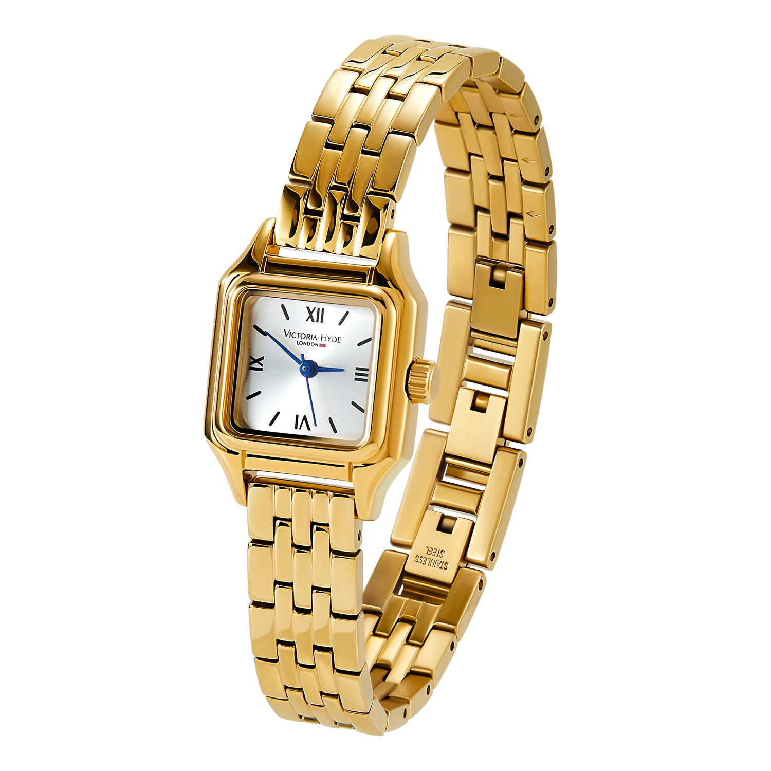 VICTORIA HYDE Gold Damenuhr Edelstahl Armband Vintage Klassische Rechteckige Analog Quarz Uhren
