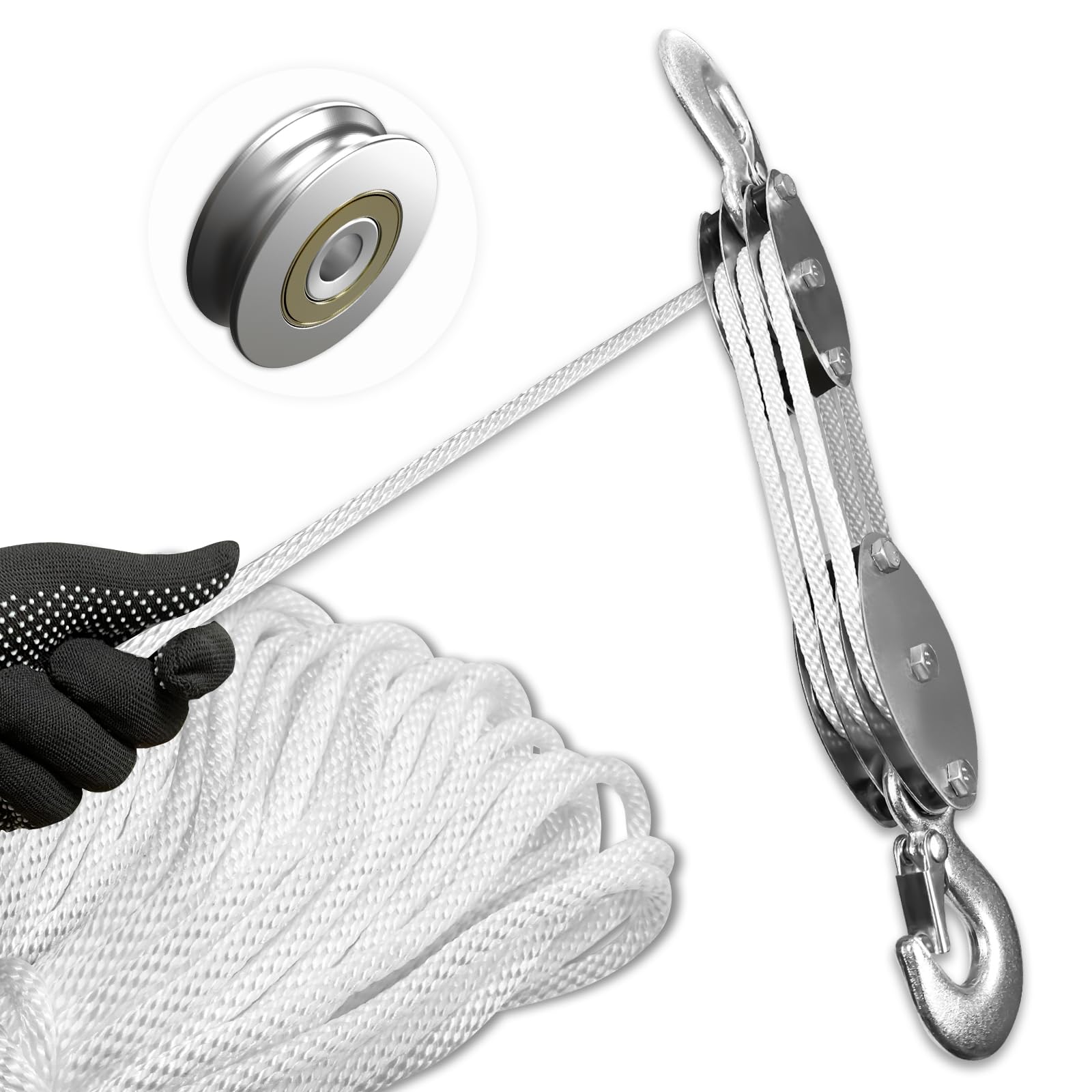 Amazon.co.jp: Dragnwin ロープホイスト 滑車 ホイスト 吊り上げ 500kg