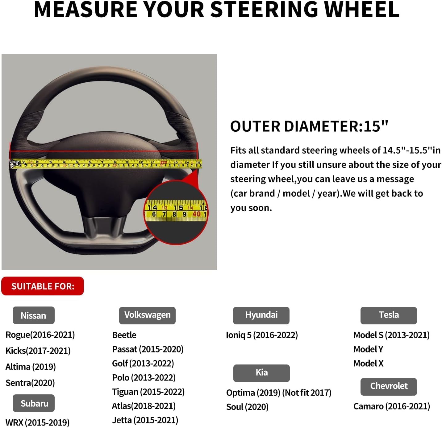 d Shape Steering Wheel Cover,Premium Leather Car Steering Wheel Protector Sport Carbon Fiber Design,Non-Slip & Breathable,Universal Fit 15 Inch Car/Auto/SUV Flat Bottom Steering Wheels (Matt Black)