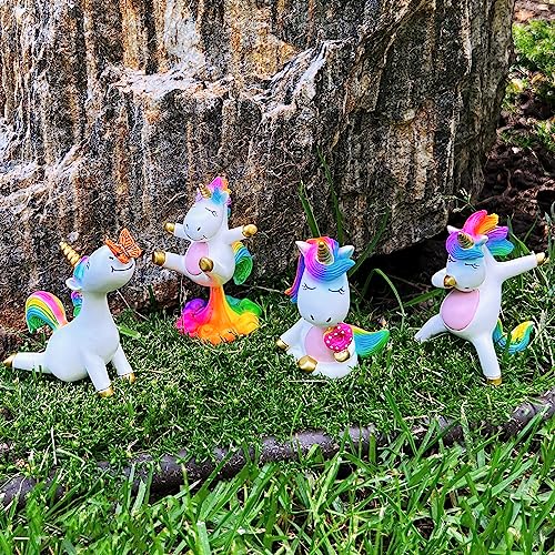 Mood Lab Miniature Unicorn Figurines Set - Funny Mini Statue Kit Of 4 Pcs - Unicorn Fairy Garden Accessories #TOP5
