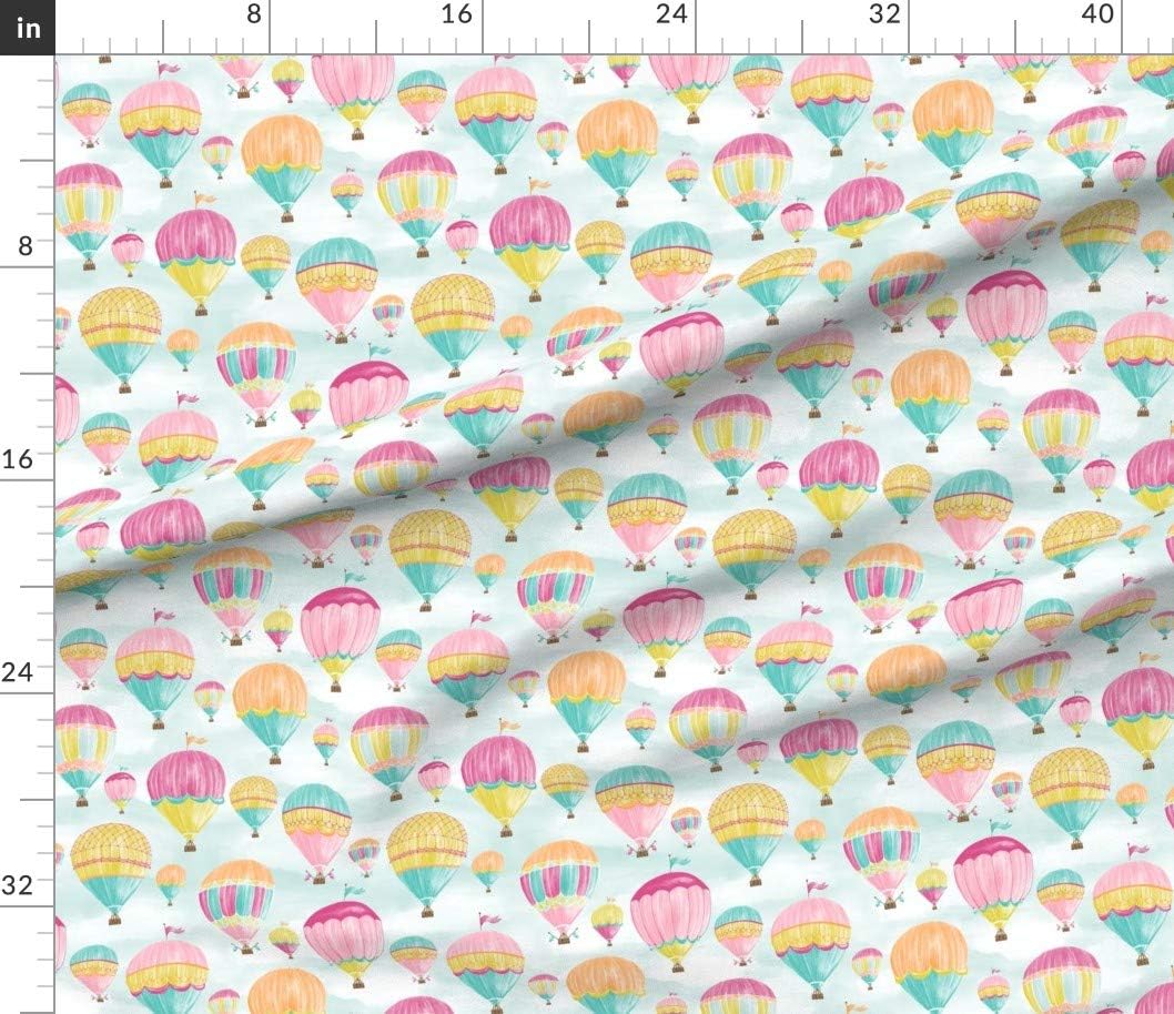 Spoonflower Fabric - Hot Air Balloons Balloon Clouds Sky Flying Machine Airplane Printed on Petal Signature Cotton Fabric by The Yard - Sewing Quilting Apparel Crafts Decor