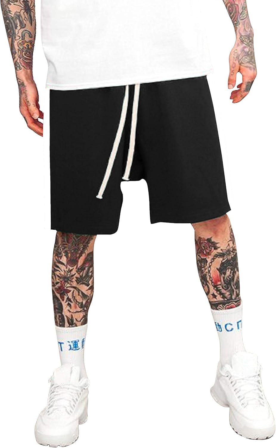 Hat and Beyond Active Stripe Track Loose Fit Stretch Casual Elastic Athletic Boxing Shorts