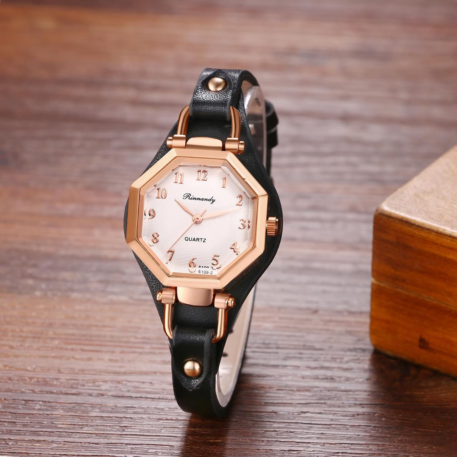 Avaner Women's Leather Quartz Watches: Slim Strap Analog Quartz Elegant Dress Wrist Watches for Womens Ladies - Image 2