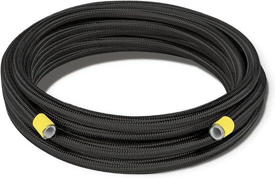 12AN Oil Cooler Hose, 3/4 inch Dia Nylon Braided high Pressure Fuel line Stainless Steel Rubber Hose, for Automotive, Marine Engine Tube Fuel System Hose Black - 3.6M/12FT